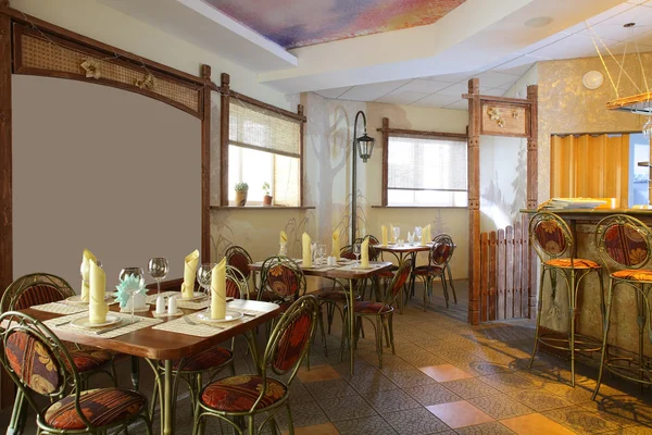 Restaurant européen aux couleurs vives — Photo