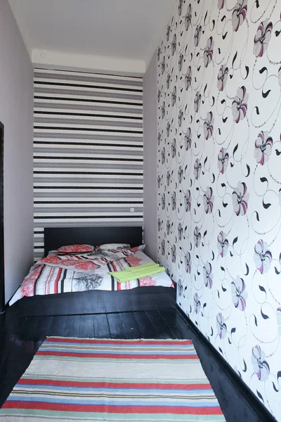 Nice interior of european bedroom — Stock Photo, Image