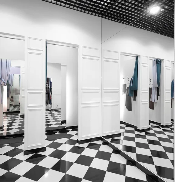 Interior of dressing room at cloth store — Stock Photo, Image