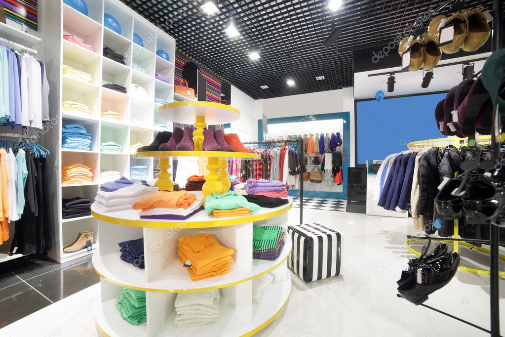 brand new interior of cloth store