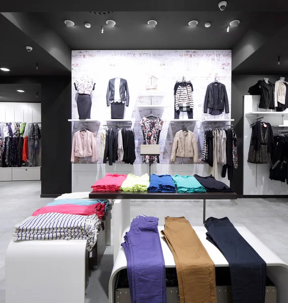 Brand new interior of cloth store — Stock Photo, Image