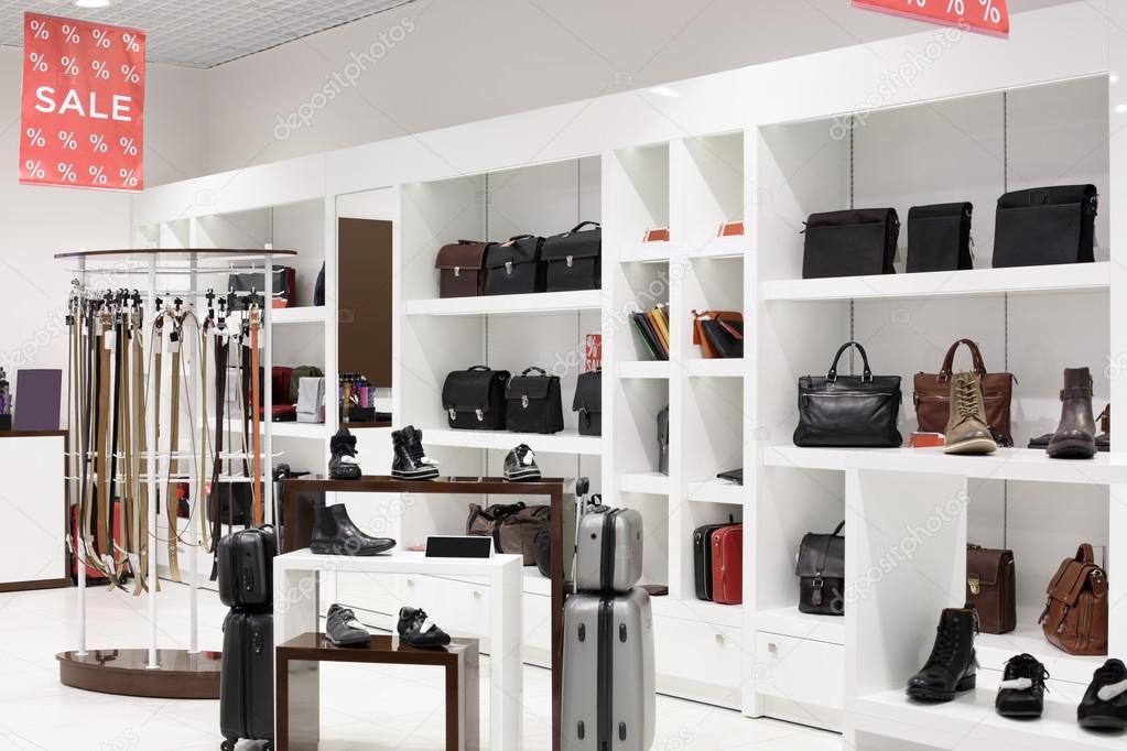 interior of shoe store in modern european mall