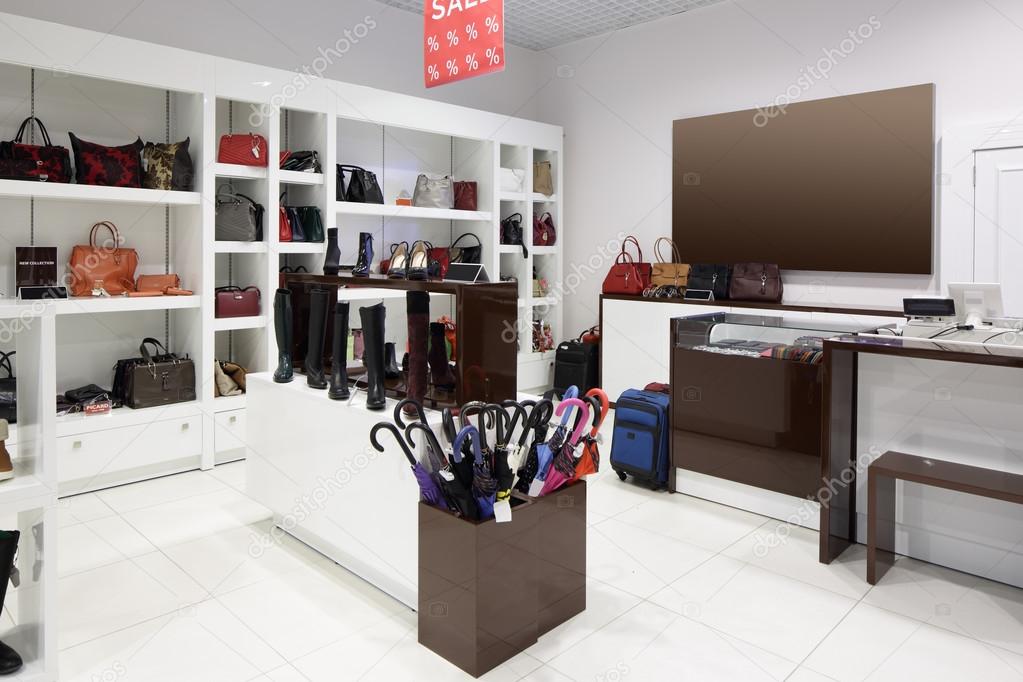 interior of shoe store in modern european mall