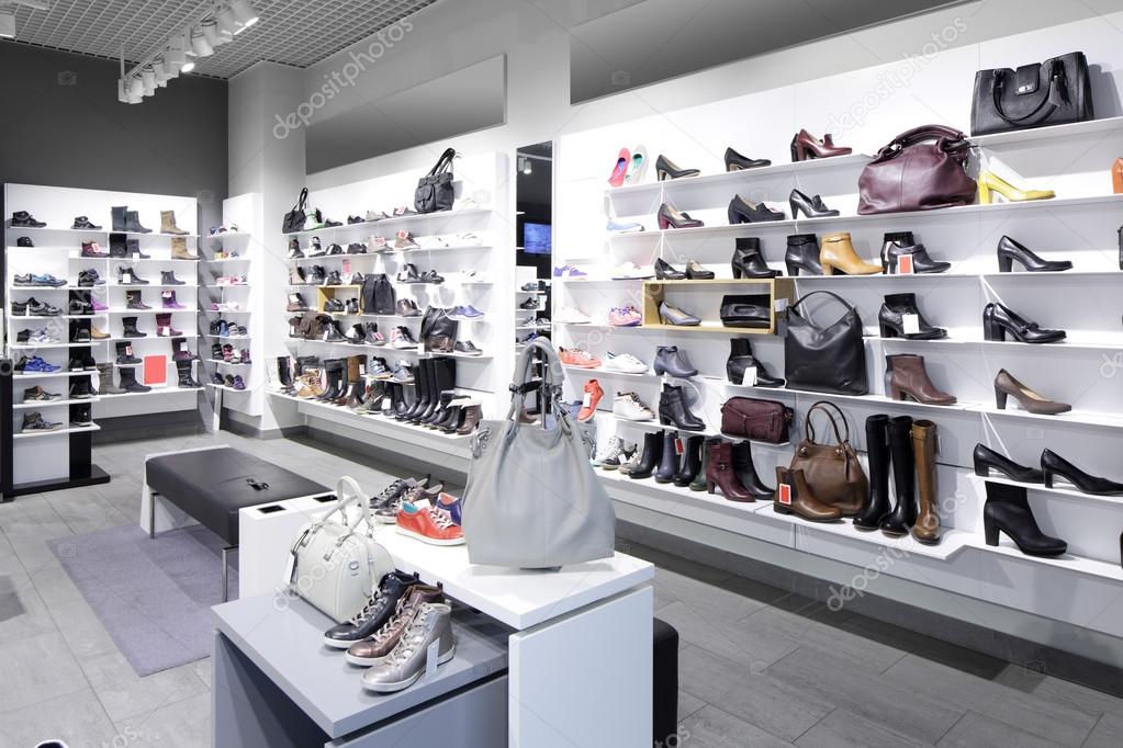 interior of shoe store in modern european mall