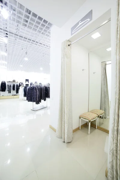 Interior of dressing room at cloth store — Stock Photo, Image