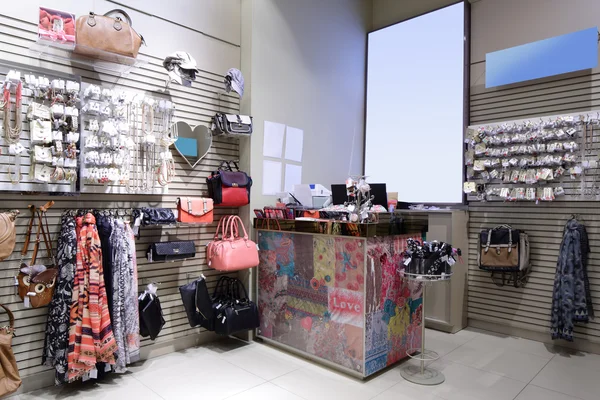 Brand new interior of accessories store — Stock Photo, Image