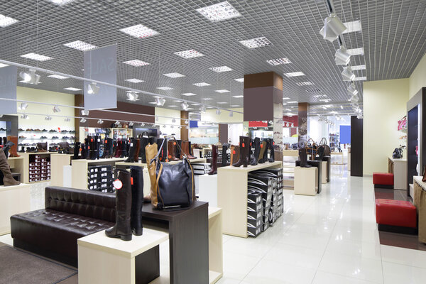 interior of shoe store in modern european mall