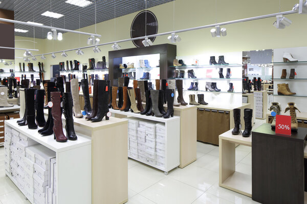 interior of shoe store in modern european mall