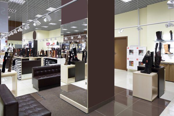 interior of shoe store in modern european mall