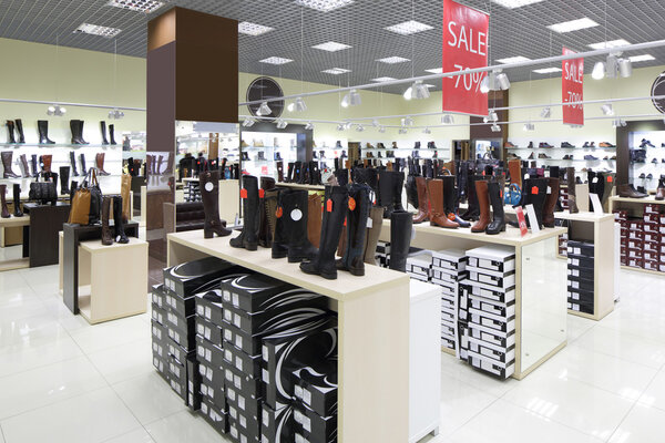 interior of shoe store in modern european mall