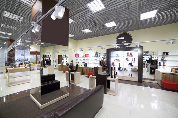 interior of shoe store in modern european mall