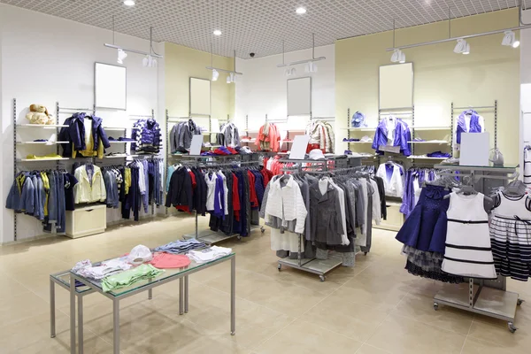 Brand new interior of kids cloth store — Stock Photo, Image