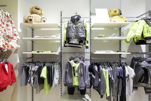 Brand new interior of kids cloth store — Stock Photo, Image