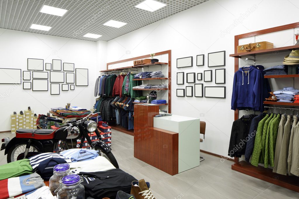 brand new interior of cloth store