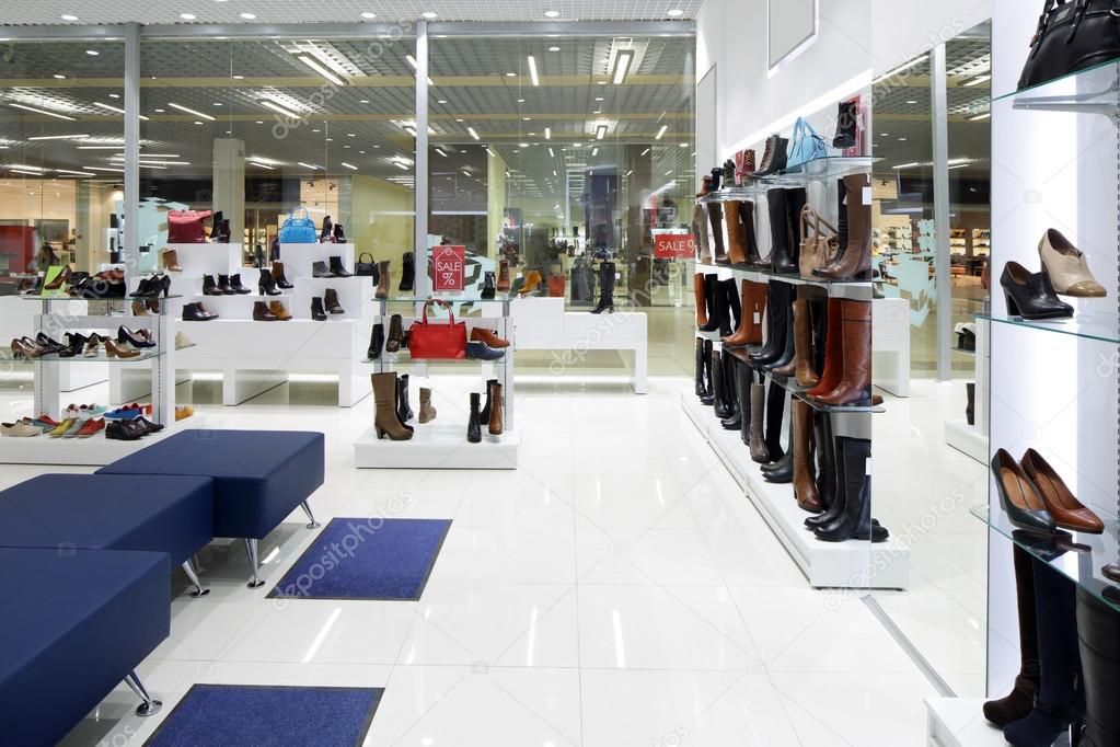 interior of shoe store in modern european mall