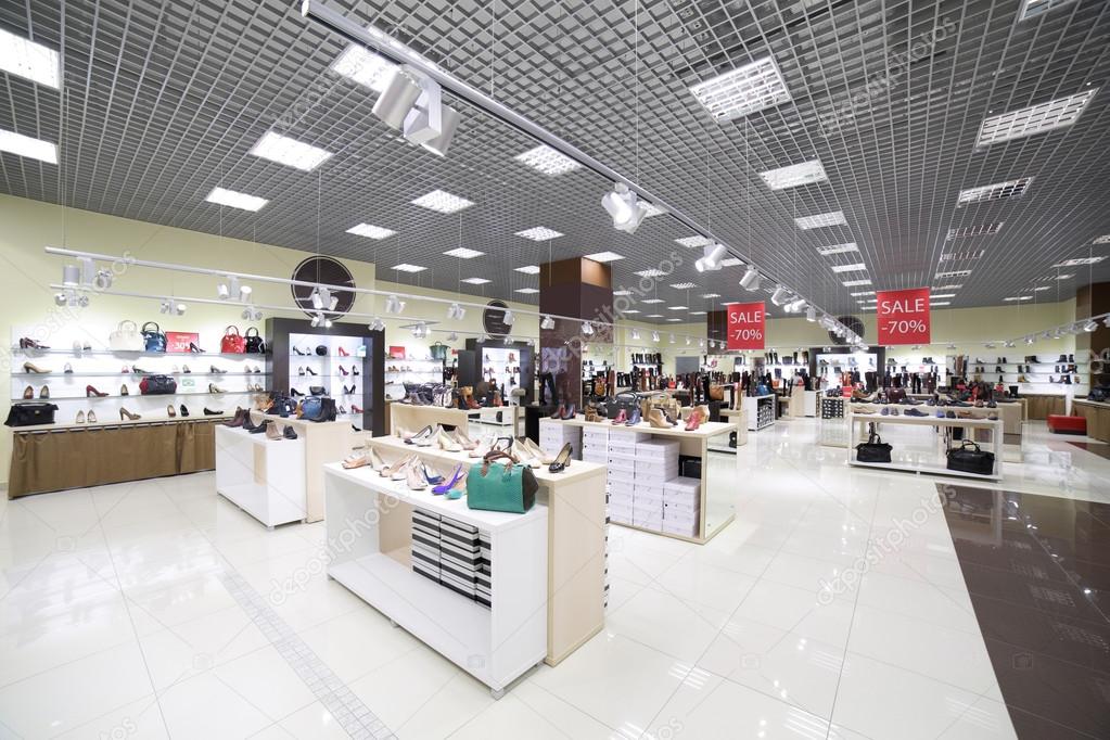 interior of shoe store in modern european mall