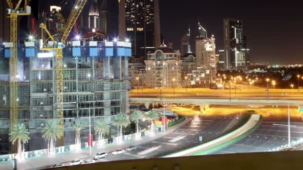 Construction in Dubai at night — Stock Video