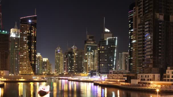 Night Dubai marina — Stock Video