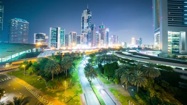 Dubai centro à noite — Vídeo de Stock