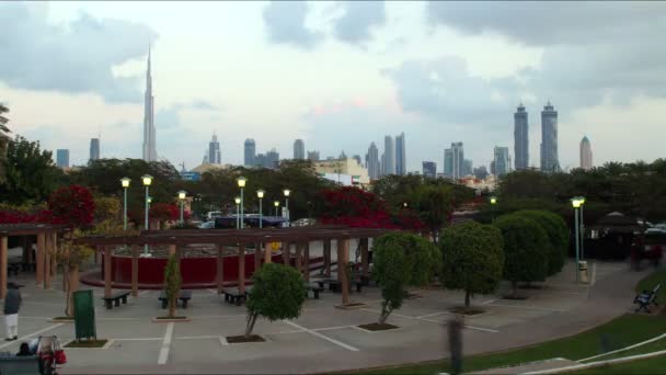 Parque verde en la ciudad de Dubai — Vídeos de Stock