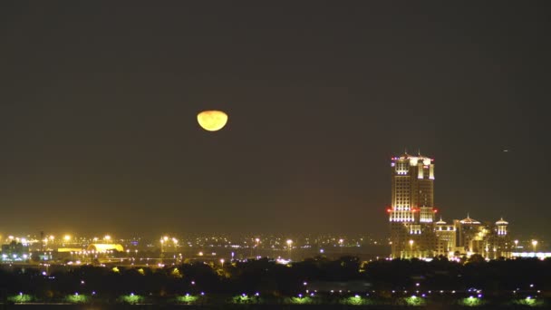 Nacht Dubai panorama — Stockvideo