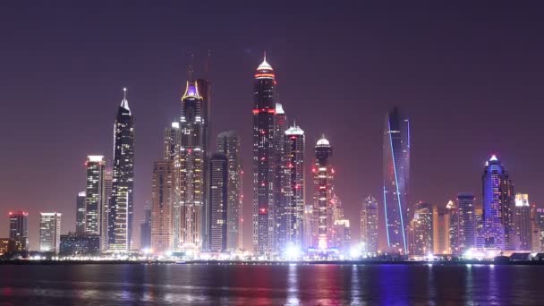 Dubai Marina w nocy — Wideo stockowe