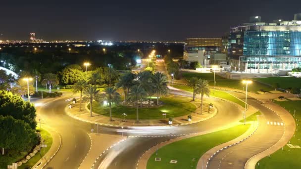 Night road circle in Dubai — Stock Video