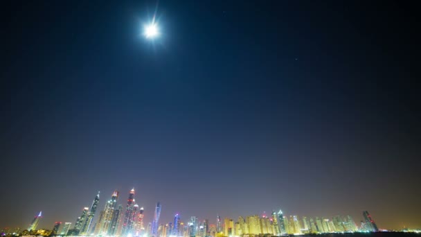 Dubai ciudad noche panorama — Vídeo de stock