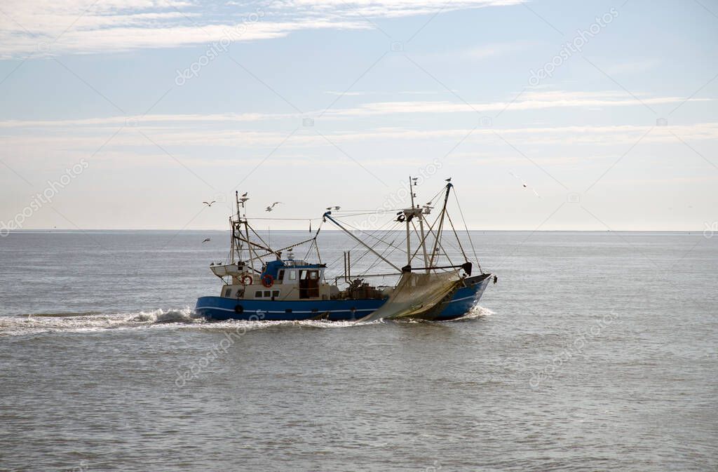 Fishing vessel is fishing in the North Sea 