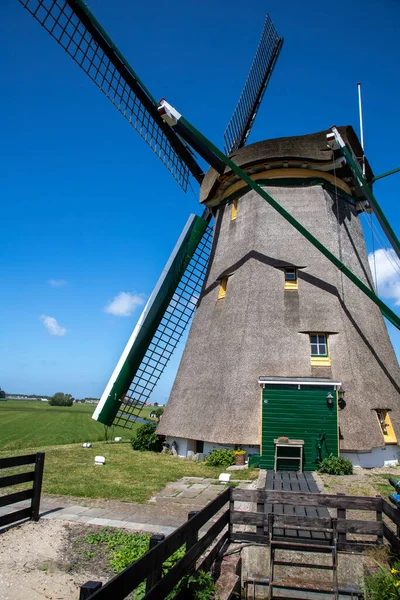 Old Dutch Windmill Blue Sky — Stock Photo, Image