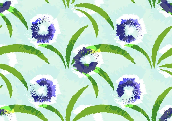 Seamless pattern with cornflowers. Watercolor effect. Floral pattern. Vector background. — 스톡 벡터
