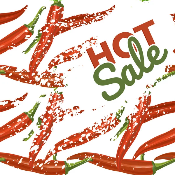 Πώληση πρότυπο αφίσας. στο παρασκήνιο με κόκκινες καυτερές πιπεριές τσίλι, Best Hot Offer. Εικονογράφηση διανύσματος — Διανυσματικό Αρχείο