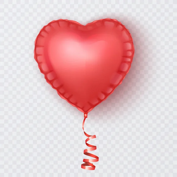 Ballon réaliste 3D brillant de couleurs roses, Ballon avec forme de coeur, Élément décoratif pour la conception d'invitation de fête ou cartes de vœux, Illustration vectorielle — Image vectorielle