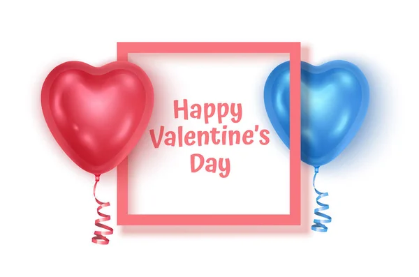 Banner feliz día de San Valentín con globos realistas en forma de corazón. Formato Vector Eps 10 — Vector de stock