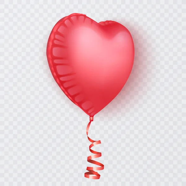 Ballon réaliste 3D brillant de couleurs roses, Ballon avec forme de coeur, Élément décoratif pour la conception d'invitation de fête ou cartes de vœux, Illustration vectorielle — Image vectorielle