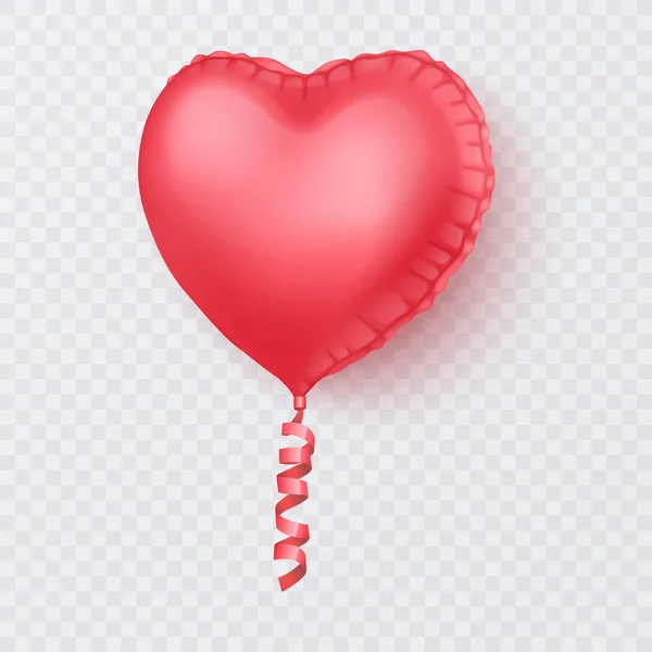 Globo realista 3D brillante de colores rosados, Globo con forma de corazón, Elemento decorativo para el diseño de la invitación del partido o tarjetas de felicitación, Ilustración vectorial — Vector de stock