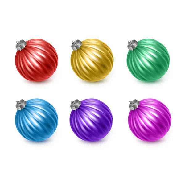 Conjunto de bolas de Navidad de colores, bolas realistas aisladas sobre fondo blanco, vector eps 10 ilustración — Vector de stock