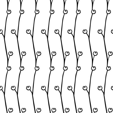 Kusursuz, uçsuz bucaksız desen, beyaz arka planda el çizimi dallar ve çiçekler. Ambalaj kağıdı ya da oda dekorasyonu için mükemmel, vektör biçimi 10