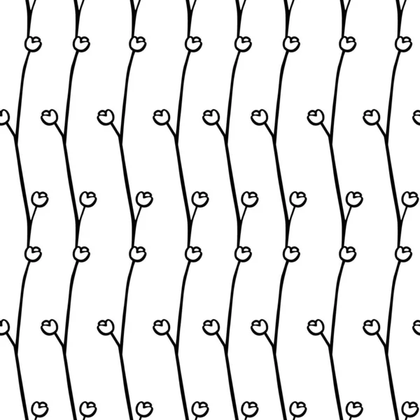 Kusursuz, uçsuz bucaksız desen, beyaz arka planda el çizimi dallar ve çiçekler. Ambalaj kağıdı ya da oda dekorasyonu için mükemmel, vektör biçimi 10