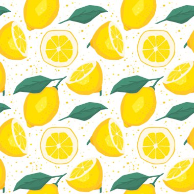 Limonata ve limonata pürüzsüz, sonsuz desen vektörü 10 illüstrasyon içeriyor