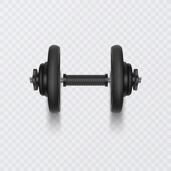 Mancuerna negra para entrenamiento, realista Detallado Close Up View Aislado sobre fondo blanco. Elemento Deportivo de Fitness Dumbbell — Archivo Imágenes Vectoriales