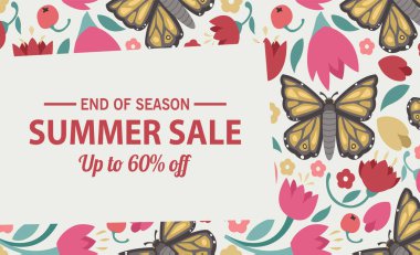 Yaz indirimi afiş şablonu, yaz indirimi reklamınız için parlak arka plan