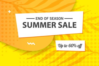 Yaz indirimi afiş şablonu, yaz indirimi reklamınız için parlak arka plan, Vektör illüstrasyonu