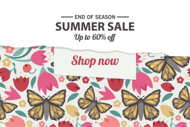 Yaz indirimi afiş şablonu, yaz indirimi reklamınız için parlak arka plan