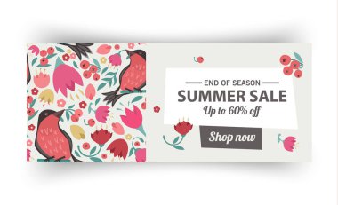 Yaz indirimi afiş şablonu, yaz indirimi reklamınız için parlak arka plan, Vektör illüstrasyonu