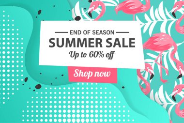 Yaz indirimi afiş şablonu, yaz indirimi reklamınız için parlak arka plan, Vektör illüstrasyonu