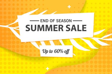 Yaz indirimi afiş şablonu, yaz indirimi reklamınız için parlak arka plan, Vektör illüstrasyonu