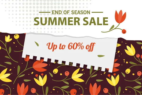 Yaz indirimi afiş şablonu, yaz indirimi reklamınız için parlak arka plan, Vektör illüstrasyonu