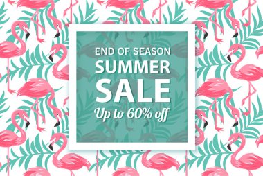 Yaz indirimi afiş şablonu, yaz indirimi reklamınız için parlak arka plan, Vektör illüstrasyonu