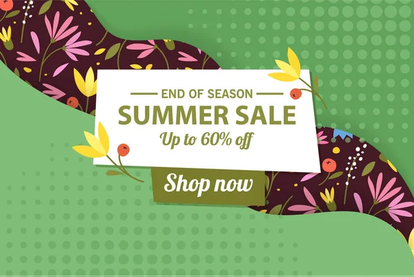 Yaz indirimi afiş şablonu, yaz indirimi reklamınız için parlak arka plan, Vektör illüstrasyonu